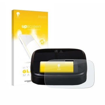 Parte frontal de un envase de producto con el logotipo de la marca upscreen. Al lado se muestra el dispositivo Philips Airfrye