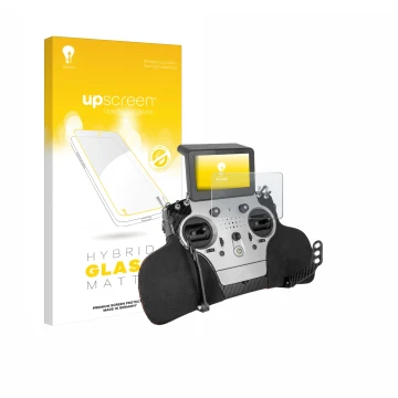 Parte frontal de un envase de producto con el logotipo de la marca upscreen. Al lado se muestra el dispositivo PowerBox System