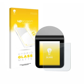 Parte frontal de un envase de producto con el logotipo de la marca upscreen. Al lado se muestra el dispositivo KitchenBoss G33