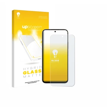 Parte frontal de un envase de producto con el logotipo de la marca upscreen. Al lado se muestra el dispositivo Oppo A6t Pro 4G