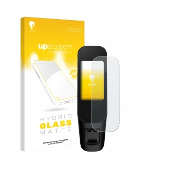 Parte frontal de un envase de producto con el logotipo de la marca upscreen. Al lado se muestra el dispositivo Xiaomi Electric