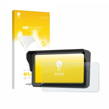 Parte frontal de un envase de producto con el logotipo de la marca upscreen. Al lado se muestra el dispositivo Carpuride W602S