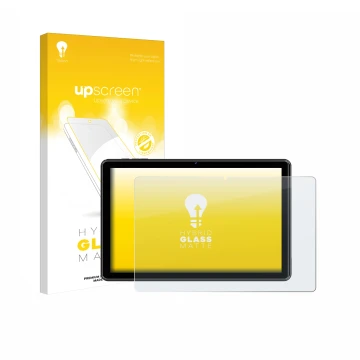 Parte frontal de un envase de producto con el logotipo de la marca upscreen. Al lado se muestra el dispositivo Hasskya K30/K50