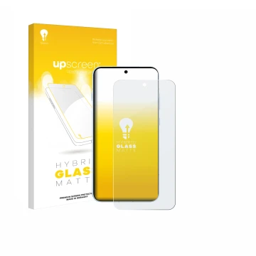 Parte frontal de un envase de producto con el logotipo de la marca upscreen. Al lado se muestra el dispositivo Oppo Find X8s c