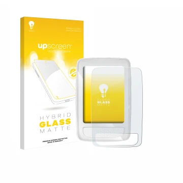 Parte frontal de un envase de producto con el logotipo de la marca upscreen. Al lado se muestra el dispositivo Giant Axact 14W