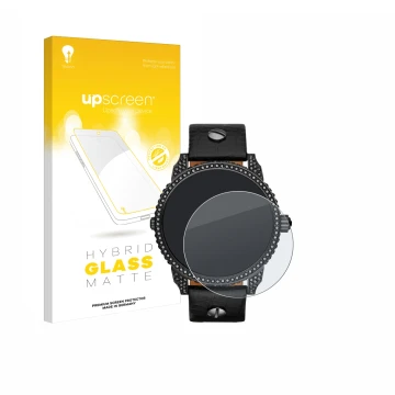 Parte frontal de un envase de producto con el logotipo de la marca upscreen. Al lado se muestra el dispositivo Diesel Mini Dad