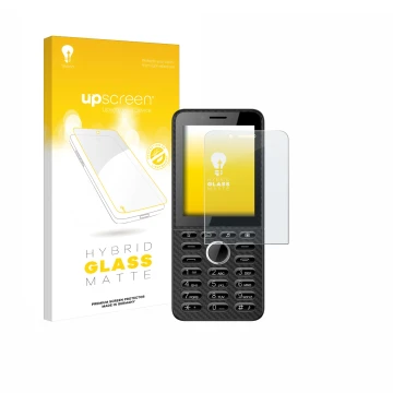 Parte frontal de un envase de producto con el logotipo de la marca upscreen. Al lado se muestra el dispositivo Energizer E288S