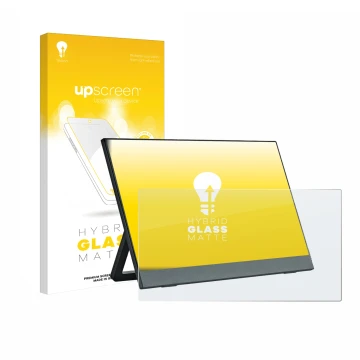 Parte frontal de un envase de producto con el logotipo de la marca upscreen. Al lado se muestra el dispositivo Anmite A140W03 