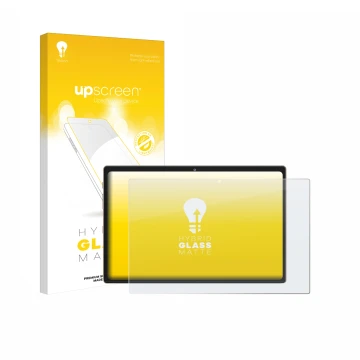 Parte frontal de un envase de producto con el logotipo de la marca upscreen. Al lado se muestra el dispositivo Dghrti TAB30 10