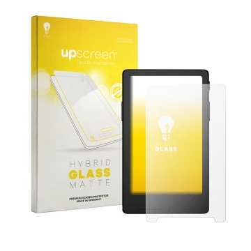 Parte frontal de un envase de producto con el logotipo de la marca upscreen. Al lado se muestra el dispositivo Xteink X4 Class