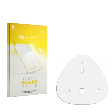 Parte frontal de un envase de producto con el logotipo de la marca upscreen. Al lado está el protector de pantalla correspondi