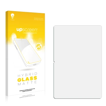 Parte frontal de un envase de producto con el logotipo de la marca upscreen. Al lado está el protector de pantalla correspondi
