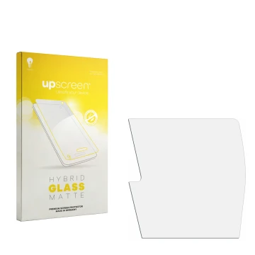 Parte frontal de un envase de producto con el logotipo de la marca upscreen. Al lado está el protector de pantalla correspondi