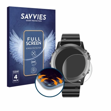 Parte frontal de un envase de producto con el logotipo de la marca Savvies. Al lado se muestra el dispositivo Garmin Fenix 3 c
