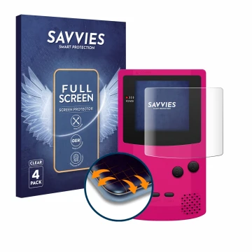 Parte frontal de un envase de producto con el logotipo de la marca Savvies. Al lado se muestra el dispositivo Nintendo Gameboy