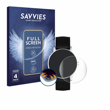 Parte frontal de un envase de producto con el logotipo de la marca Savvies. Al lado se muestra el dispositivo Nokia Activité S