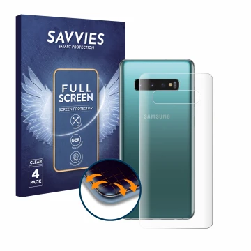 Parte frontal de un envase de producto con el logotipo de la marca Savvies. Al lado se muestra el dispositivo Samsung Galaxy S