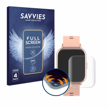 Parte frontal de un envase de producto con el logotipo de la marca Savvies. Al lado se muestra el dispositivo Denver SW-161 co