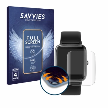 Parte frontal de un envase de producto con el logotipo de la marca Savvies. Al lado se muestra el dispositivo Yamay SW021 con 
