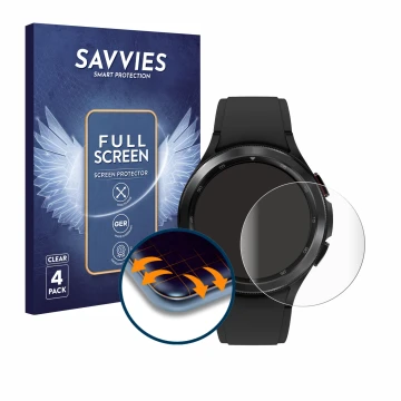 Parte frontal de un envase de producto con el logotipo de la marca Savvies. Al lado se muestra el dispositivo Samsung Galaxy W