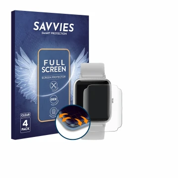 Parte frontal de un envase de producto con el logotipo de la marca Savvies. Al lado se muestra el dispositivo GRV FC1 con su p