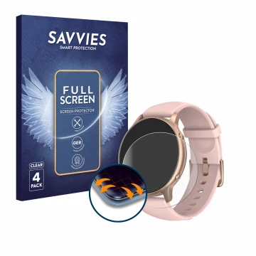 Parte frontal de un envase de producto con el logotipo de la marca Savvies. Al lado se muestra el dispositivo TUYOMA LW36 1.3