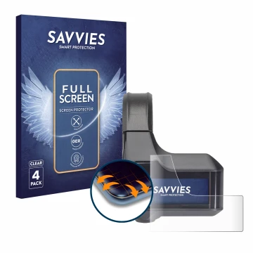 Parte frontal de un envase de producto con el logotipo de la marca Savvies. Al lado se muestra el dispositivo Shimano Steps SC