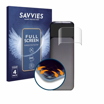 Parte frontal de un envase de producto con el logotipo de la marca Savvies. Al lado se muestra el dispositivo Anker Powerbank 