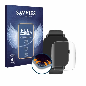 Parte frontal de un envase de producto con el logotipo de la marca Savvies. Al lado se muestra el dispositivo Aptkdoe P66D 1.8