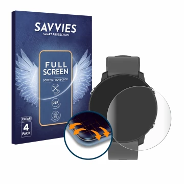 Parte frontal de un envase de producto con el logotipo de la marca Savvies. Al lado se muestra el dispositivo Shot Scope G5 GP