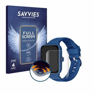 Parte frontal de un envase de producto con el logotipo de la marca Savvies. Al lado se muestra el dispositivo Biggerfive BW01 