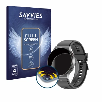 Parte frontal de un envase de producto con el logotipo de la marca Savvies. Al lado se muestra el dispositivo Kardena Care Pro
