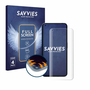 Parte frontal de un envase de producto con el logotipo de la marca Savvies. Al lado se muestra el dispositivo Nothing Phone (1
