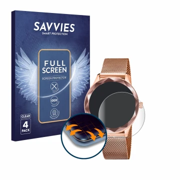 Parte frontal de un envase de producto con el logotipo de la marca Savvies. Al lado se muestra el dispositivo Lotus SMARTIME 5