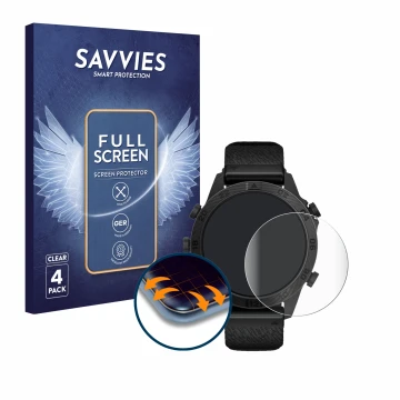 Parte frontal de un envase de producto con el logotipo de la marca Savvies. Al lado se muestra el dispositivo Garmin Marq Comm