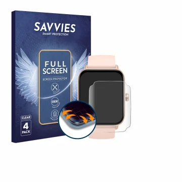 Parte frontal de un envase de producto con el logotipo de la marca Savvies. Al lado se muestra el dispositivo Kalinco IDW19 1.