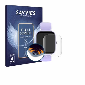 Parte frontal de un envase de producto con el logotipo de la marca Savvies. Al lado se muestra el dispositivo Hengto H39 Plus 