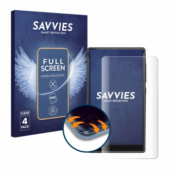 Parte frontal de un envase de producto con el logotipo de la marca Savvies. Al lado se muestra el dispositivo innioasis G1-80G
