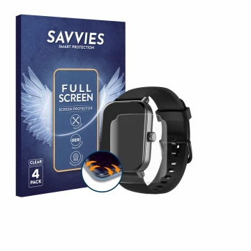 Parte frontal de un envase de producto con el logotipo de la marca Savvies. Al lado se muestra el dispositivo Yoever IDW19 1.8