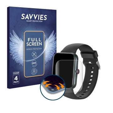 Parte frontal de un envase de producto con el logotipo de la marca Savvies. Al lado se muestra el dispositivo Pthtechus S80K c