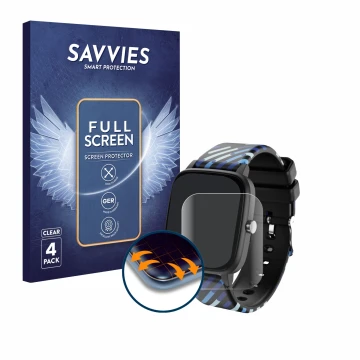 Parte frontal de un envase de producto con el logotipo de la marca Savvies. Al lado se muestra el dispositivo Lamax BCool 1.4