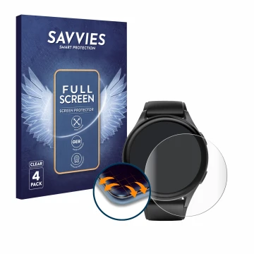 Parte frontal de un envase de producto con el logotipo de la marca Savvies. Al lado se muestra el dispositivo Hama 8900 (45 mm