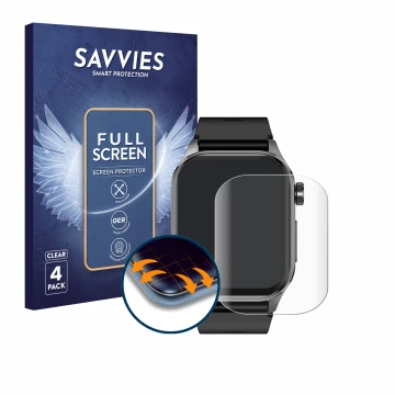 Parte frontal de un envase de producto con el logotipo de la marca Savvies. Al lado se muestra el dispositivo Knauermann Pro 3