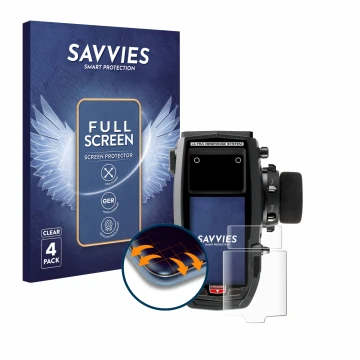 Parte frontal de un envase de producto con el logotipo de la marca Savvies. Al lado se muestra el dispositivo Sanwa M17 con su
