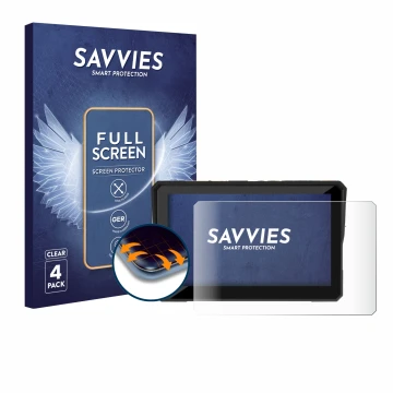 Parte frontal de un envase de producto con el logotipo de la marca Savvies. Al lado se muestra el dispositivo Carpuride W502 5