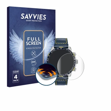 Parte frontal de un envase de producto con el logotipo de la marca Savvies. Al lado se muestra el dispositivo Citizen Blue Ang