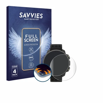 Parte frontal de un envase de producto con el logotipo de la marca Savvies. Al lado se muestra el dispositivo Suunto Vertical 