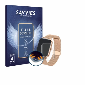 Parte frontal de un envase de producto con el logotipo de la marca Savvies. Al lado se muestra el dispositivo Ruxingx T6 1.83