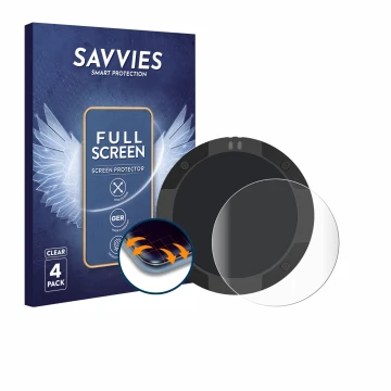 Parte frontal de un envase de producto con el logotipo de la marca Savvies. Al lado se muestra el dispositivo Beeline Moto II 