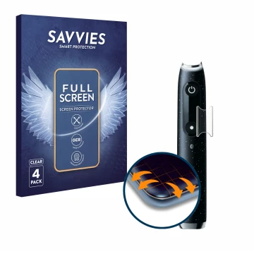 Parte frontal de un envase de producto con el logotipo de la marca Savvies. Al lado se muestra el dispositivo Oral-B iO 10 con